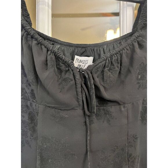 Y2K 90s Babydoll Mini Dress Size 4 Black Milkmaid Lace Whimsygoth Grunge.    X - Picture 2 of 5